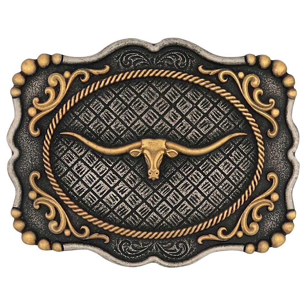 2989 Longhorn Series Attitude Western Belt Buckle Framed Longhorn